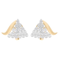 Real 0,80 Karat SI Reinheit H Farbe Diamant-Ohrringe aus 18 Karat Gelbgold Schmuck