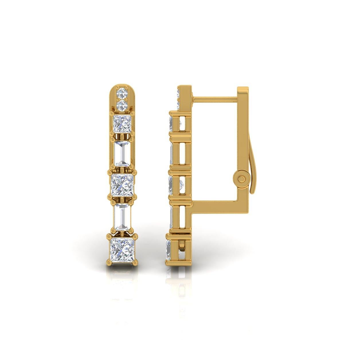 Item Code :- SEE-11955
Gross Weight :- 3.00 gm
18k Yellow Gold Weight :- 2.84 gm
Diamond Weight :- 0.80 Carat  ( AVERAGE DIAMOND CLARITY SI1-SI2 & COLOR H-I )
Earrings Length :- 20 mm approx.
✦ Sizing
.....................
We can adjust most items