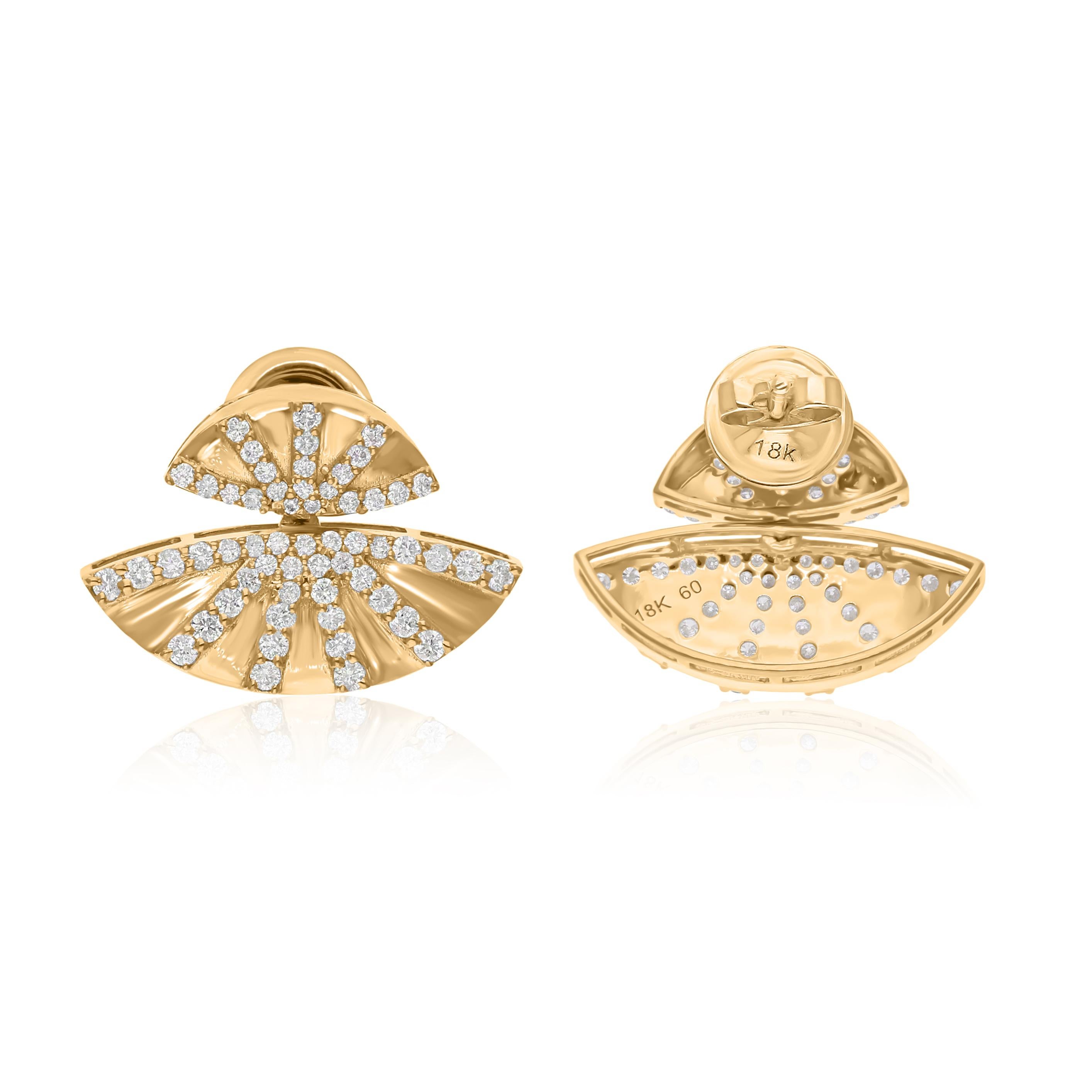Cast from 18-karat gold, these exquisite earrings are handset with 0.81 carats of sparkling diamonds.

FOLLOW SPECTRUM JEWELS storefront to view the latest collection & exclusive pieces. Spectrum Jewels is proudly rated as a Top Seller on 1stdibs