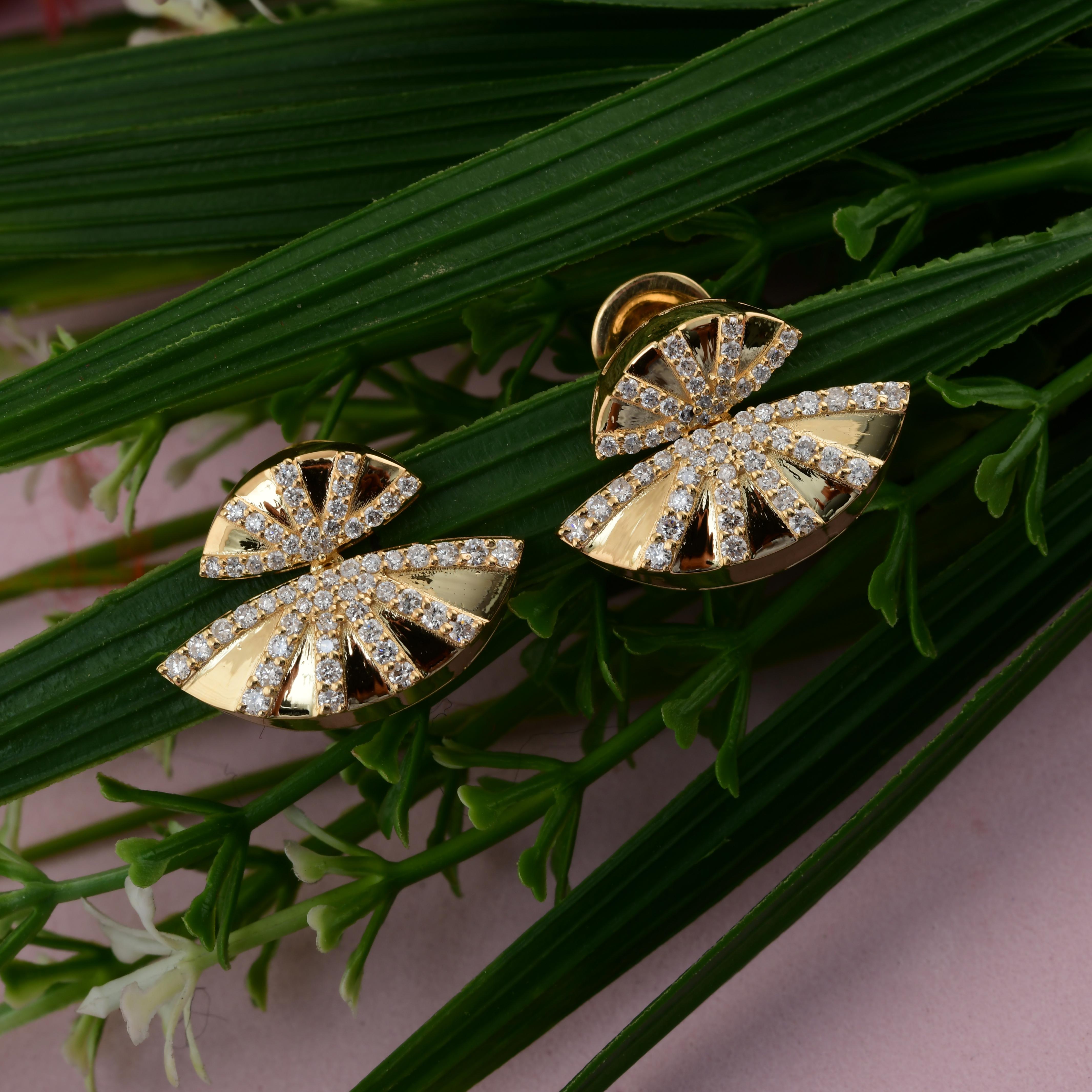 Modern Real 0.81 Carat SI Clarity HI Color Diamond Earrings 18 Karat White Gold Jewelry For Sale