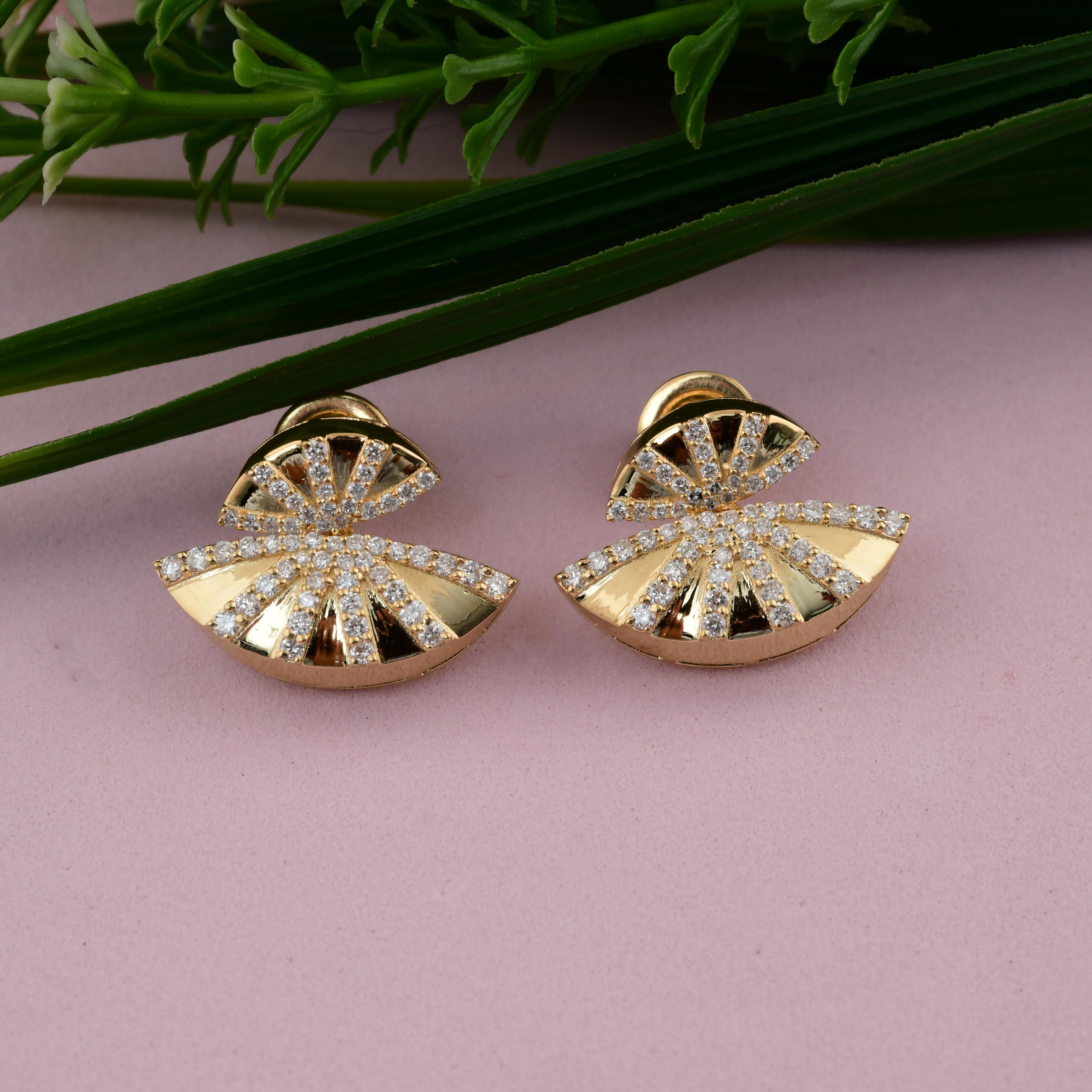 Round Cut Real 0.81 Carat SI Clarity HI Color Diamond Earrings 18 Karat White Gold Jewelry For Sale