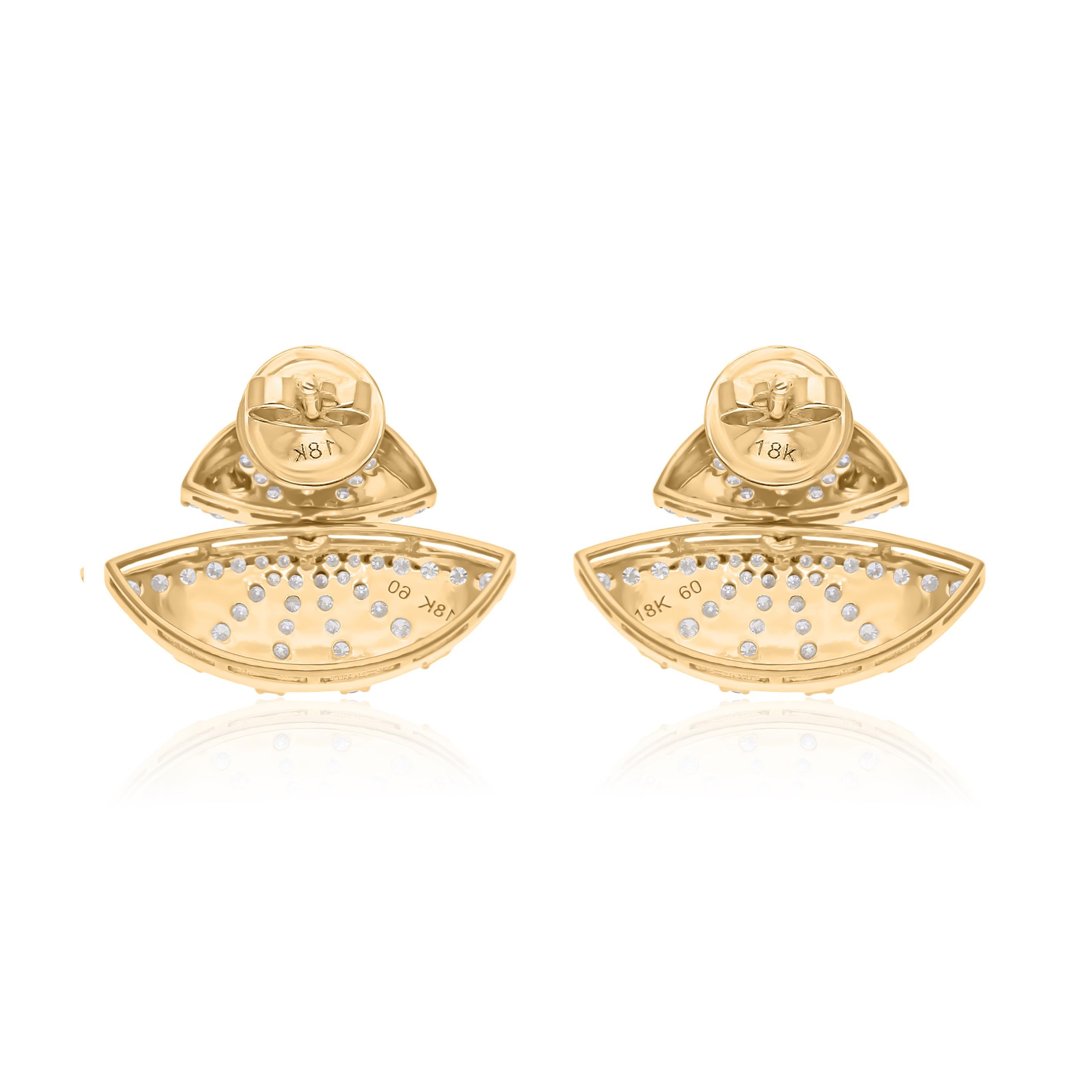 Real 0.81 Carat SI Clarity HI Color Diamond Earrings 18 Karat White Gold Jewelry For Sale 1
