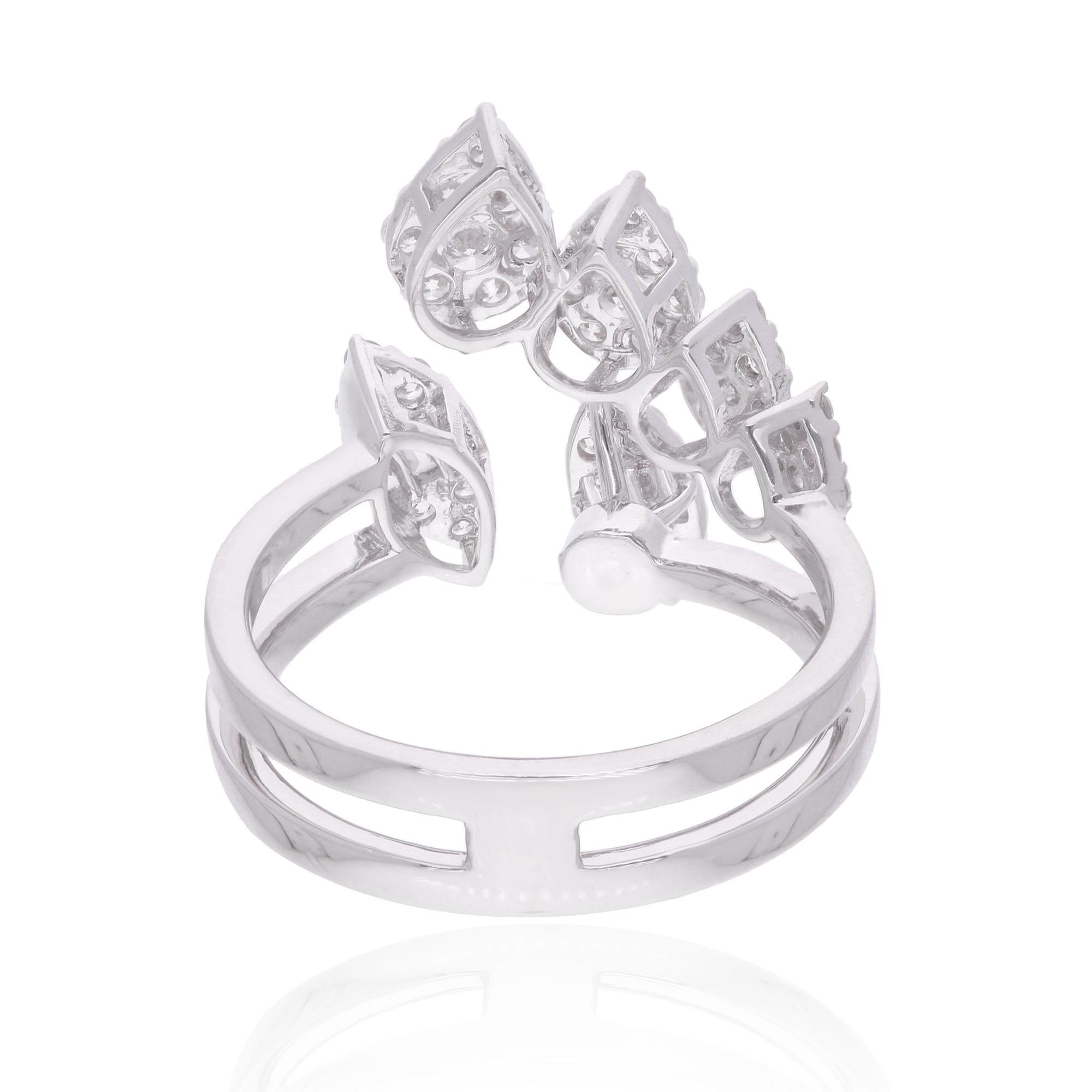 in vendita:  Anello aperto con diamante tondo e baguette in oro bianco 18K per matrimonio e fidanzamento 0,82 carati 4