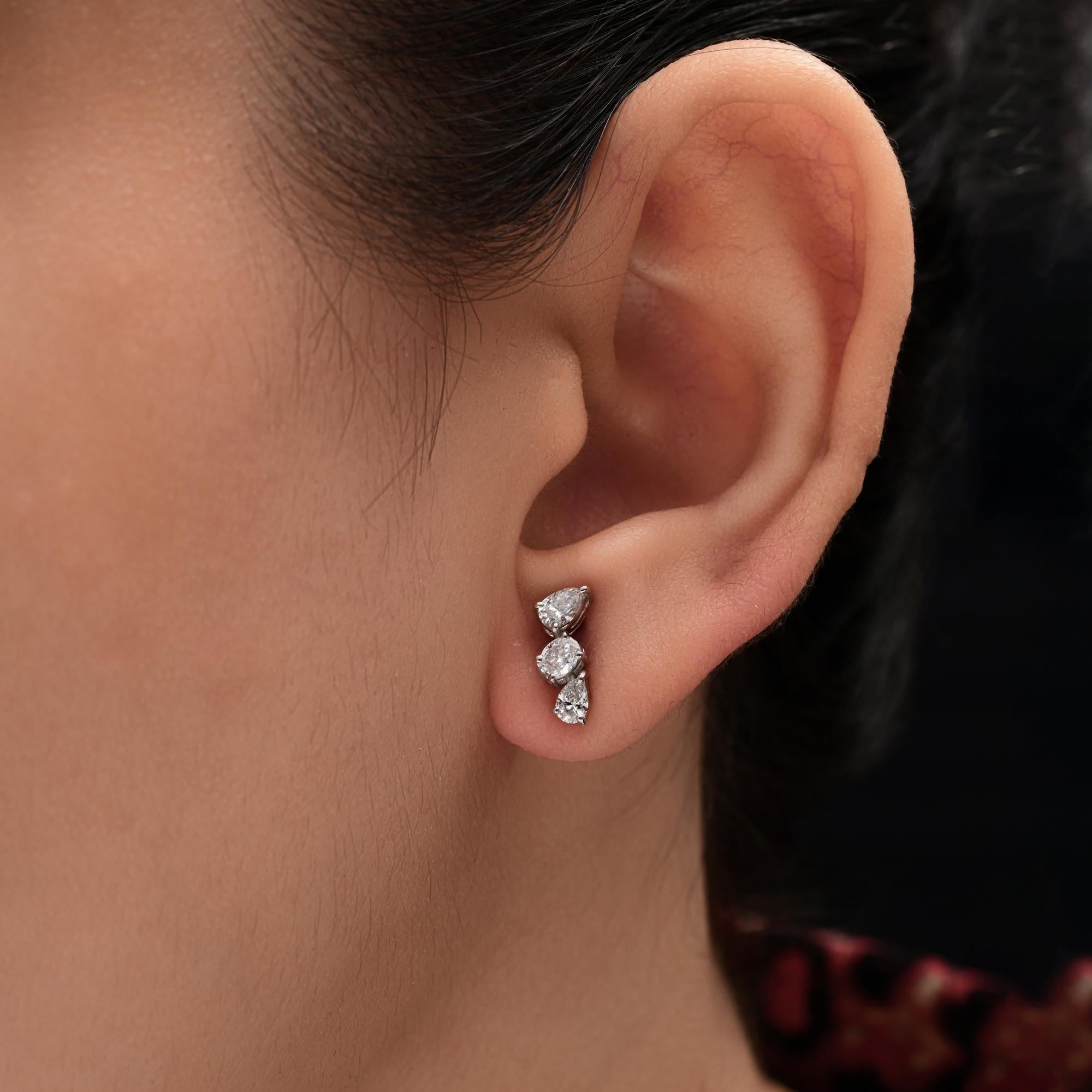 Echte 0,82 Karat SI Reinheit HI Farbe Diamant Ohrringe 18 Karat Weißgold Schmuck im Angebot 1