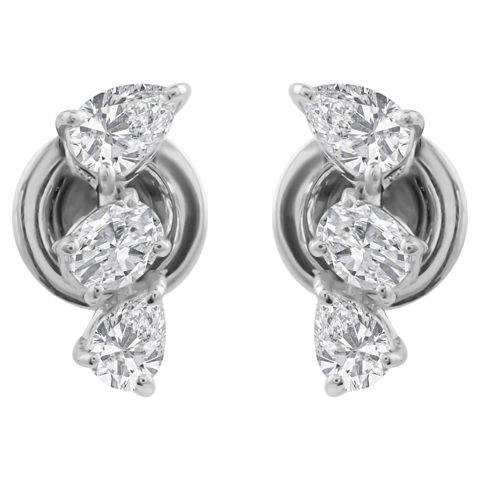 Echte 0,82 Karat SI Reinheit HI Farbe Diamant Ohrringe 18 Karat Weißgold Schmuck im Angebot