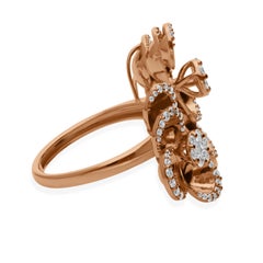 Real 0.84 Carat SI Clarity HI Color Diamond Cuff Flower Ring 18 Karat Rose Gold