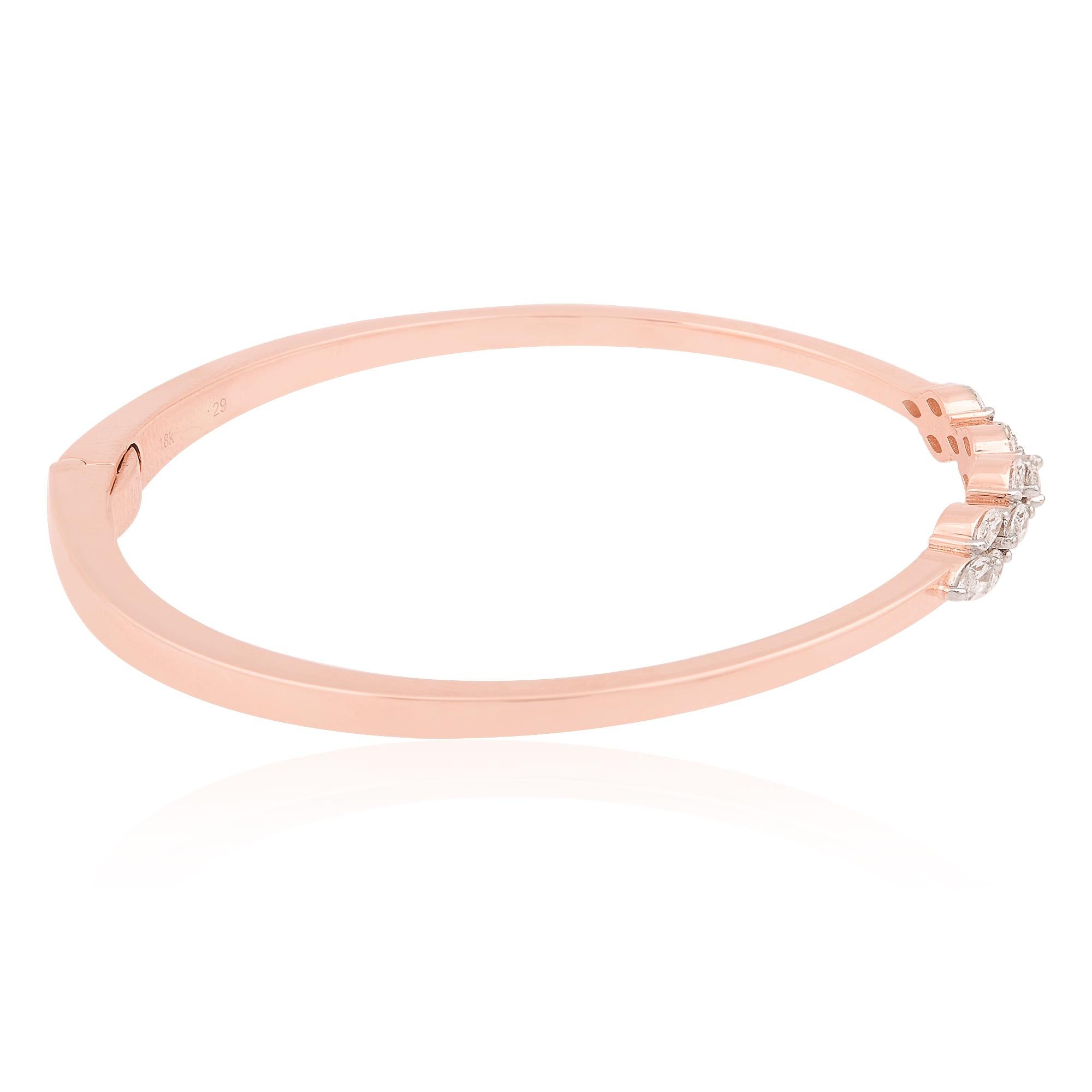 Moderne Real 0.85 Carat Marquise Diamond Clamper Cuff Bracelet 14 Karat Rose Gold en vente