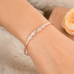 Real 0.85 Carat Marquise Diamond Clamper Cuff Bracelet 18 Karat Rose Gold