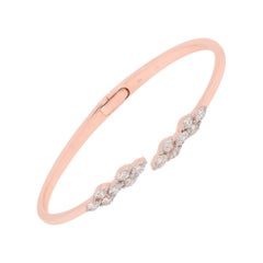 Real 0.85 Carat Marquise Diamond Clamper Cuff Bracelet 18 Karat Rose Gold