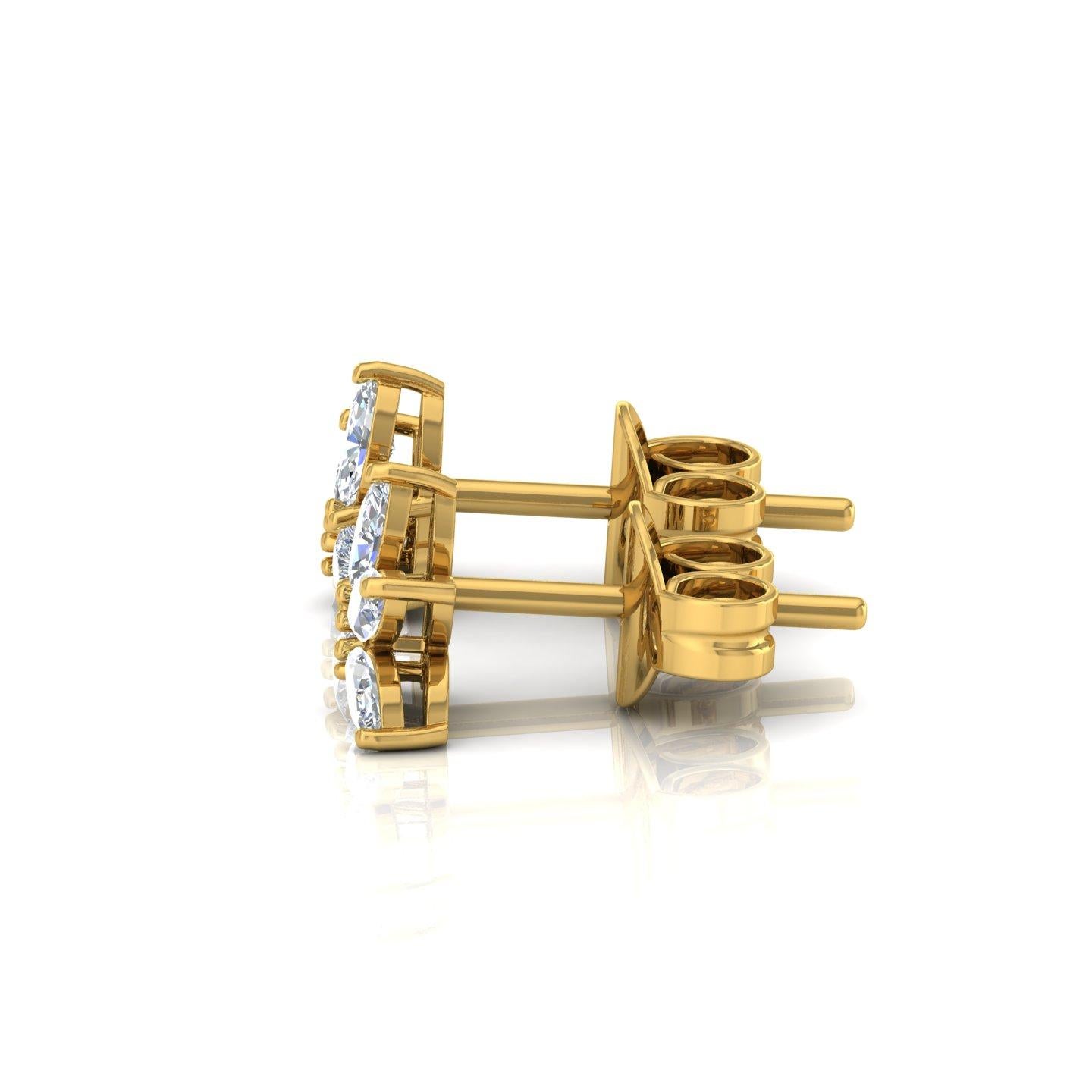 Moderne Boucles d'oreilles en or jaune 14 carats avec diamants taille poire marquise de 0,85 carat SI/H en vente