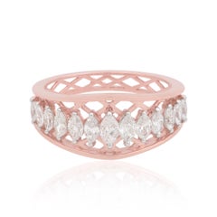 Echte 0,85 Ct SI Klarheit HI Farbe Marquise Diamant Kuppel Ring 18 Karat Rose Gold