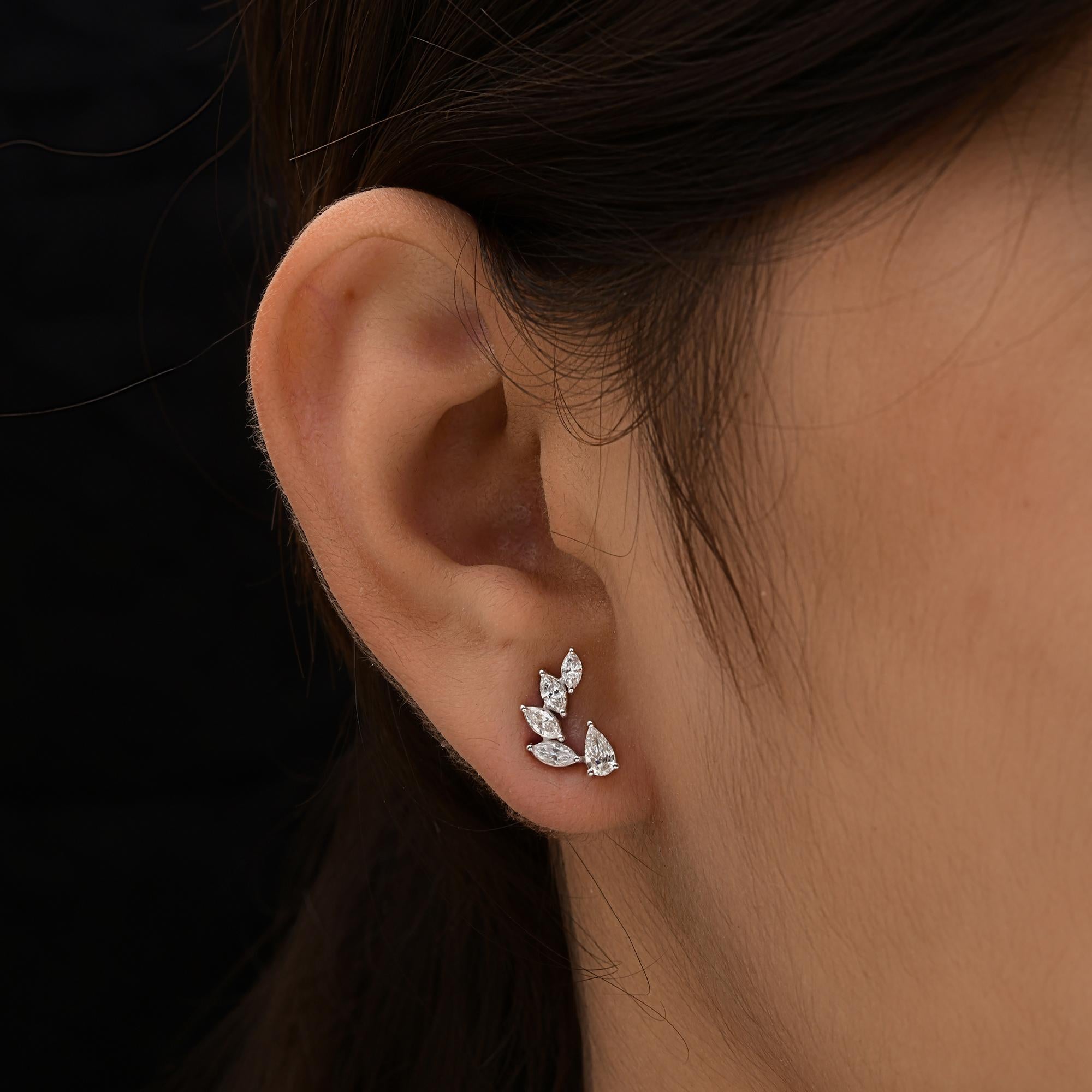 Moderne Boucles d'oreilles en or blanc 18 carats avec diamants taille poire marquise de 0,86 carat SI/H en vente