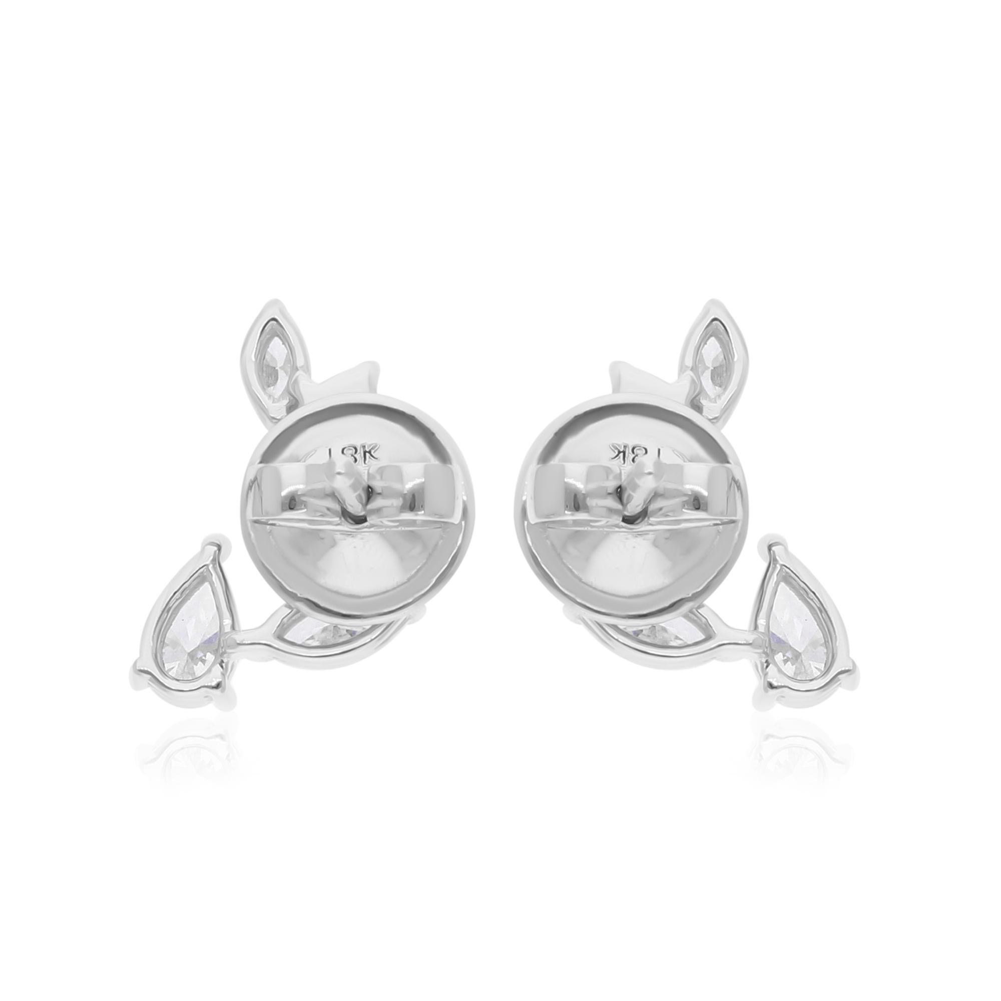 Boucles d'oreilles en or blanc 18 carats avec diamants taille poire marquise de 0,86 carat SI/H Neuf - En vente à Diera, Dubai