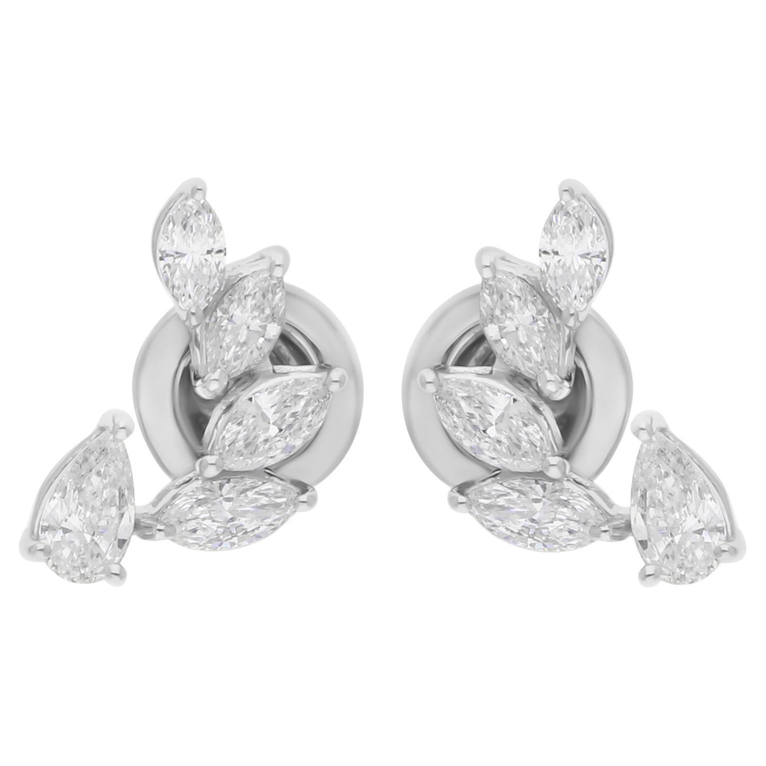 Pendientes de diamantes marquesa pera SI/H reales de 0,86 quilates Joyas de oro blanco de 18 quilates