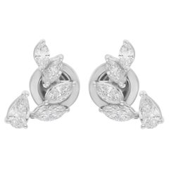 Pendientes de diamantes marquesa pera SI/H reales de 0,86 quilates Joyas de oro blanco de 18 quilates