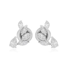 Real 0.86 Carat SI/H Marquise Pear Diamond Earrings 18 Karat White Gold Jewelry