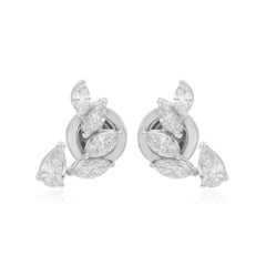 Real 0.86 Carat SI/H Marquise Pear Diamond Earrings 18 Karat White Gold Jewelry