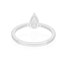 Real 0.87 Carat SI/H Pear Round Brilliant Cut Diamond Ring 14 Karat White Gold