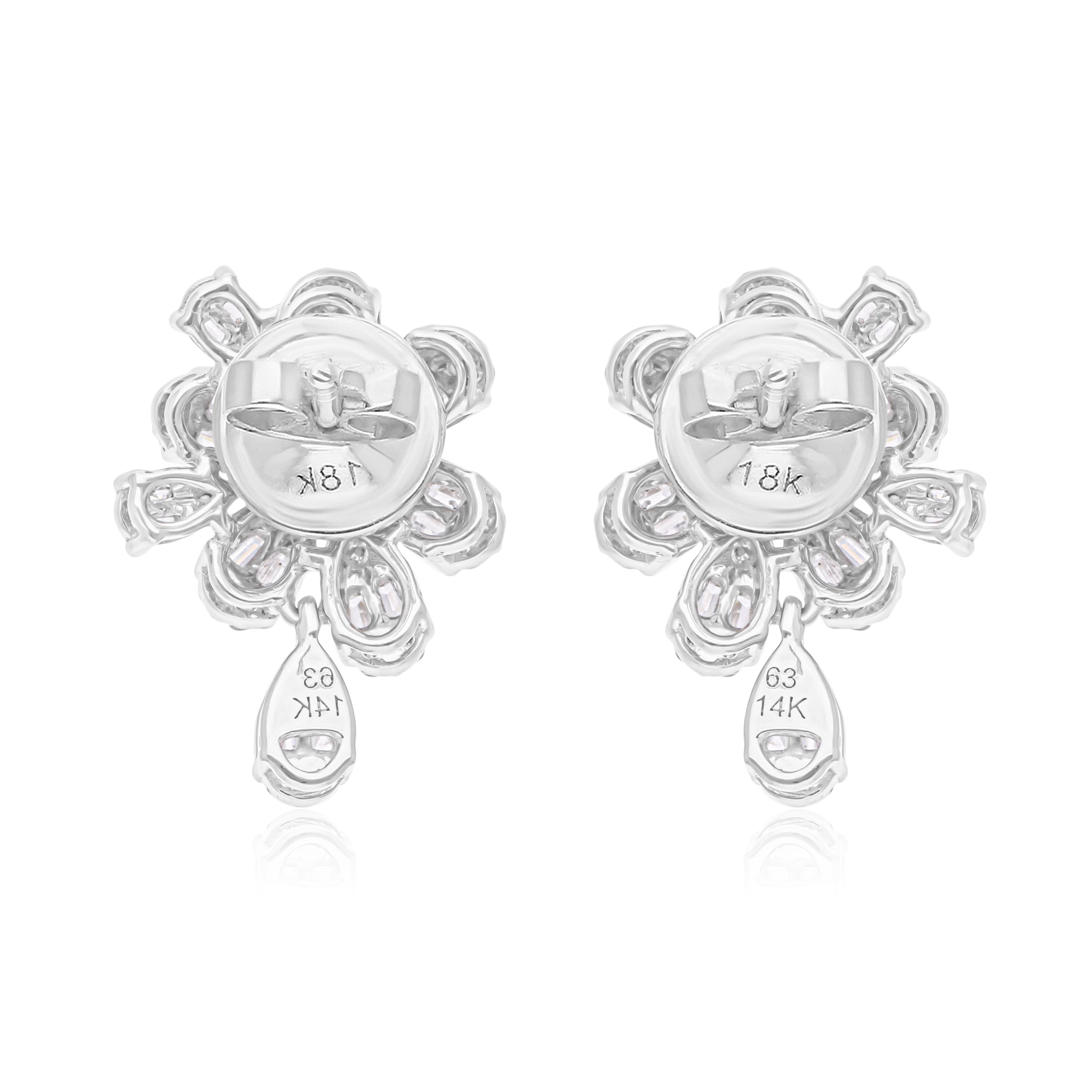 Real 0,88 Karat SI Reinheit HI Farbe Diamant-Ohrringe 14 Karat Weißgold Schmuckschmuck Damen im Angebot