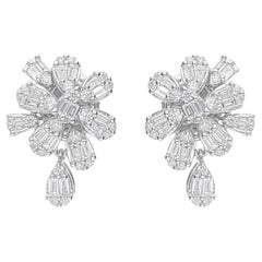 Pendientes de diamantes auténticos de 0,88 quilates con claridad SI y color HI Joyas de oro blanco de 14 quilates
