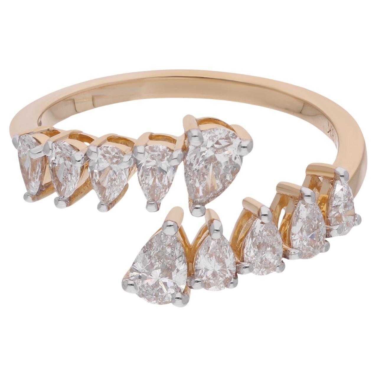 Real 0.9 Carat SI Clarty HI Color Diamond Wrap Ring 14 Karat Yellow Gold Jewelry