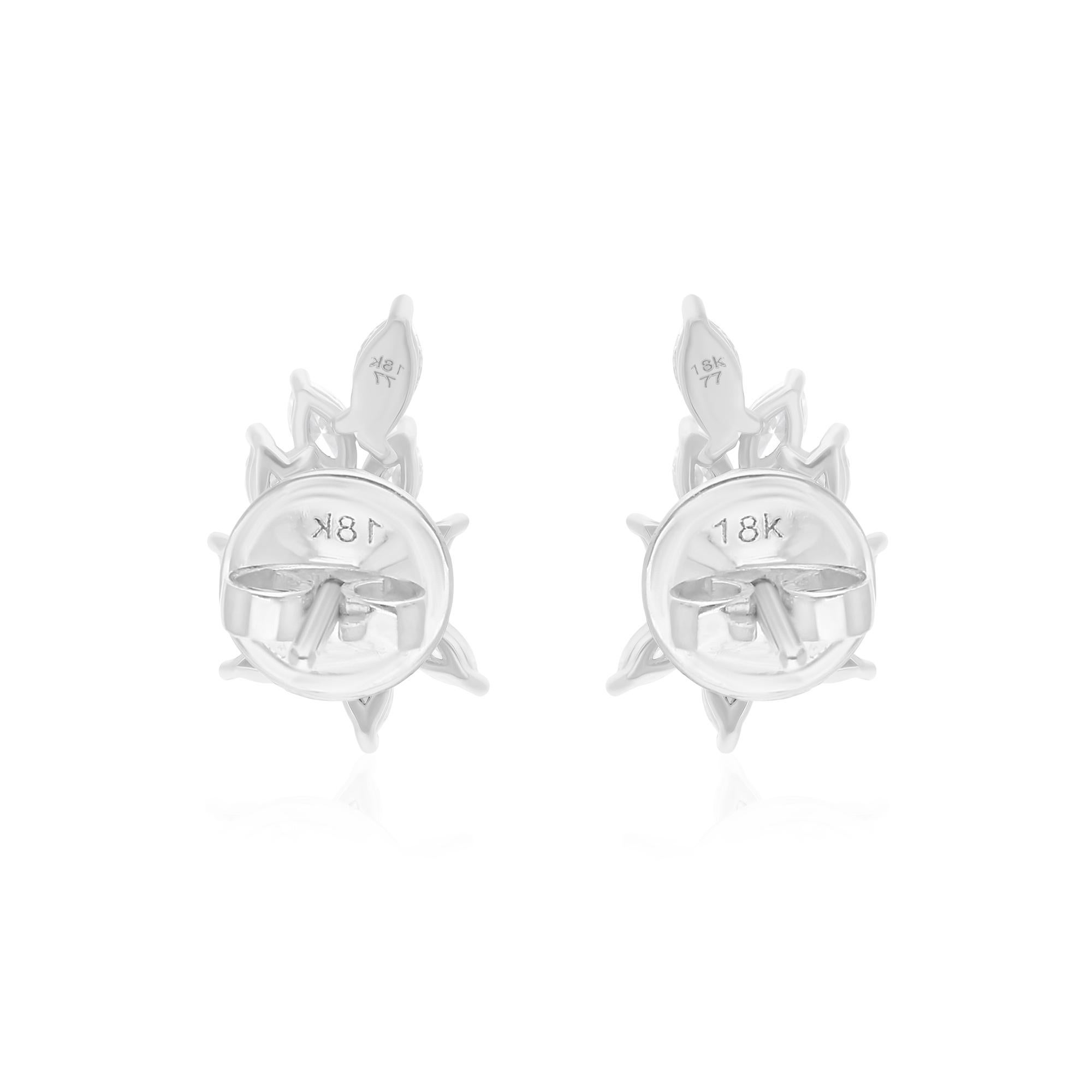 Taille Marquise Boucles d'oreilles en or blanc 14 carats avec diamant taille marquise brillant de 0.90 carat SI/H en vente