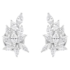 Real 0,90 Karat SI/H Marquise Brillantschliff Diamant-Ohrringe 18 Karat Weißgold