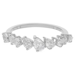 Vero anello di diamanti da 0,90 carati SI/H con taglio a pera Brilliante Gioielli in oro bianco 14 carati