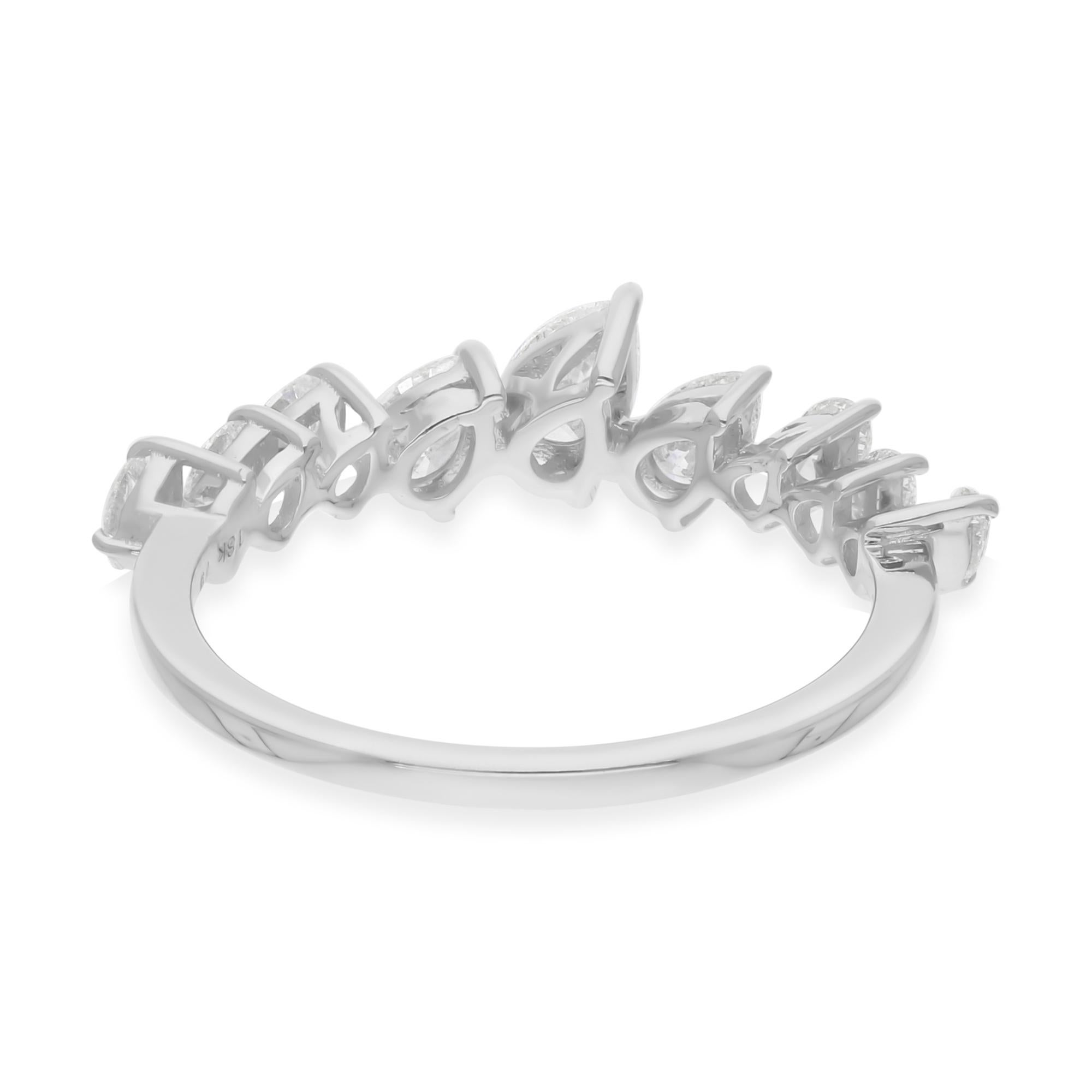 Moderne Real 0.90 Carat SI/H Pear Brilliant Cut Diamond Ring 18 Karat White Gold Jewelry en vente