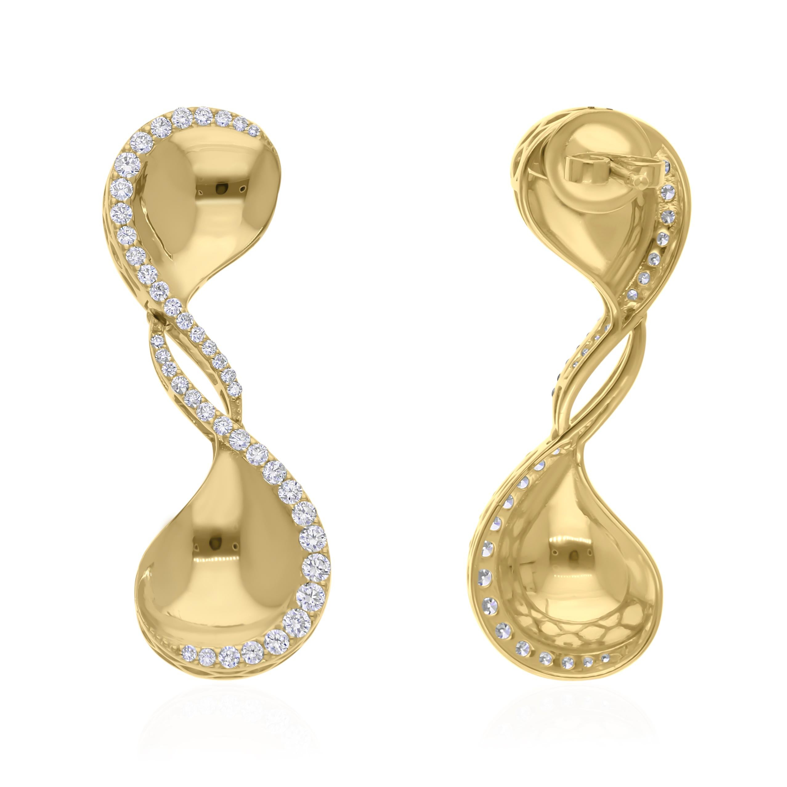 Cast from 14-karat gold, these exquisite earrings are handset with 0.91 carats of sparkling diamonds.

FOLLOW SPECTRUM JEWELS storefront to view the latest collection & exclusive pieces. Spectrum Jewels is proudly rated as a Top Seller on 1stdibs