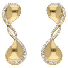Orecchini pendenti con diamante reale da 0,91 carati, purezza SI e colore HI, oro giallo 14 carati