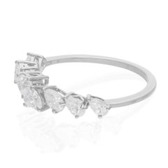 Real 0.93 Carat SI Clarity HI Color Multi Shape Diamond Ring 14 Karat White Gold