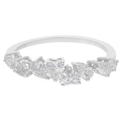 Real 0.93 Carat SI Clarity HI Color Multi Shape Diamond Ring 14 Karat White Gold