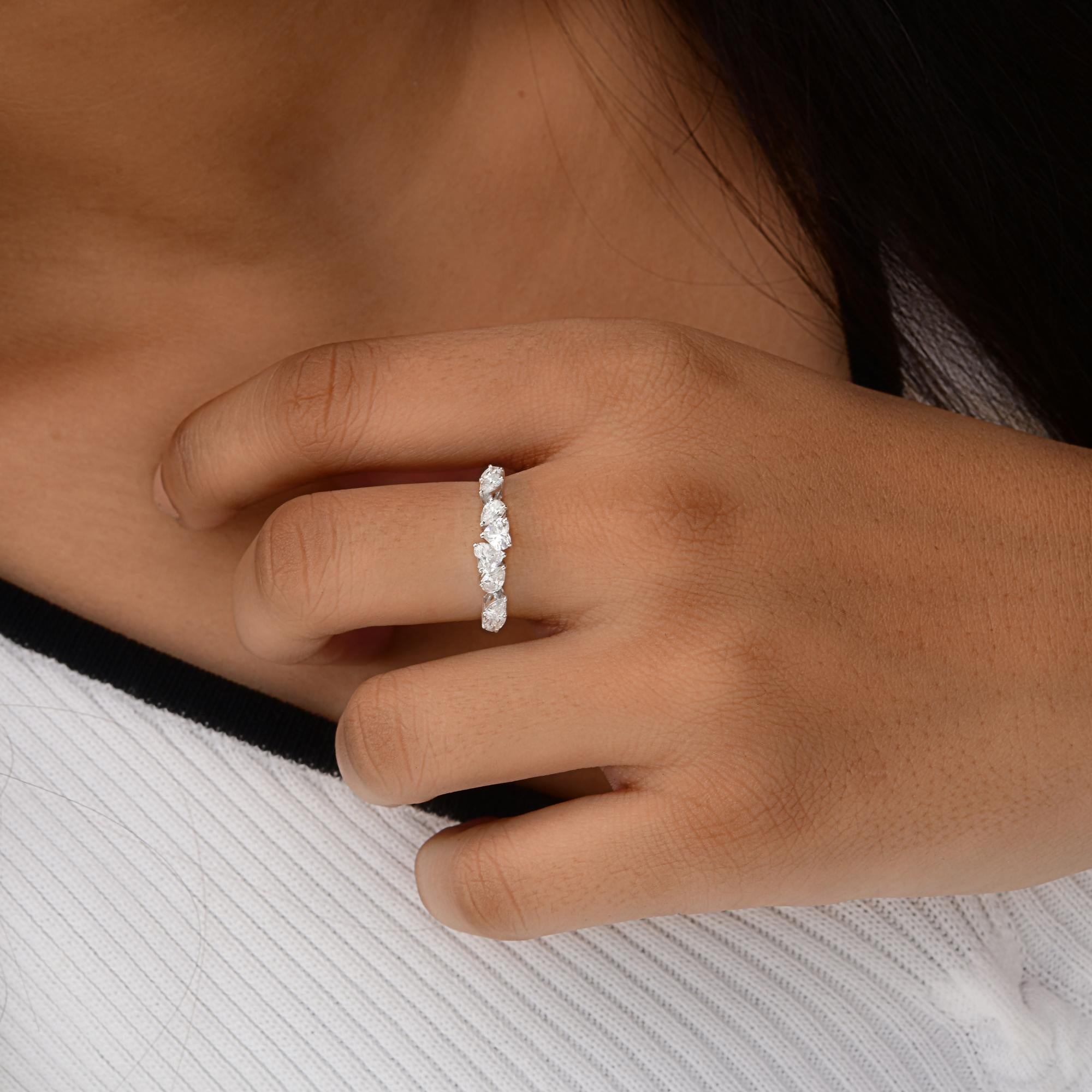 Heart Cut Real 0.93 Carat SI Clarity HI Color Multi Shape Diamond Ring 18 Karat White Gold For Sale