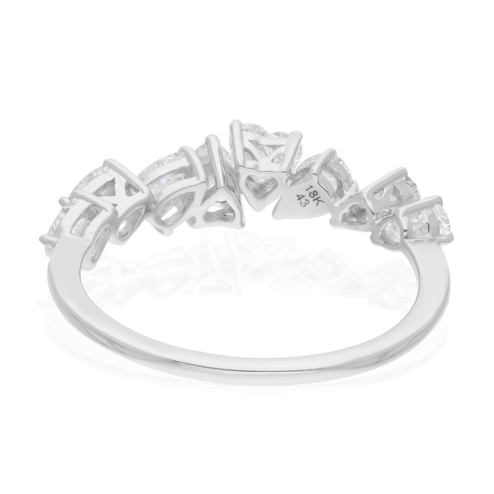 Real 0.93 Carat SI Clarity HI Color Multi Shape Diamond Ring 18 Karat White Gold In New Condition For Sale In Diera, Dubai