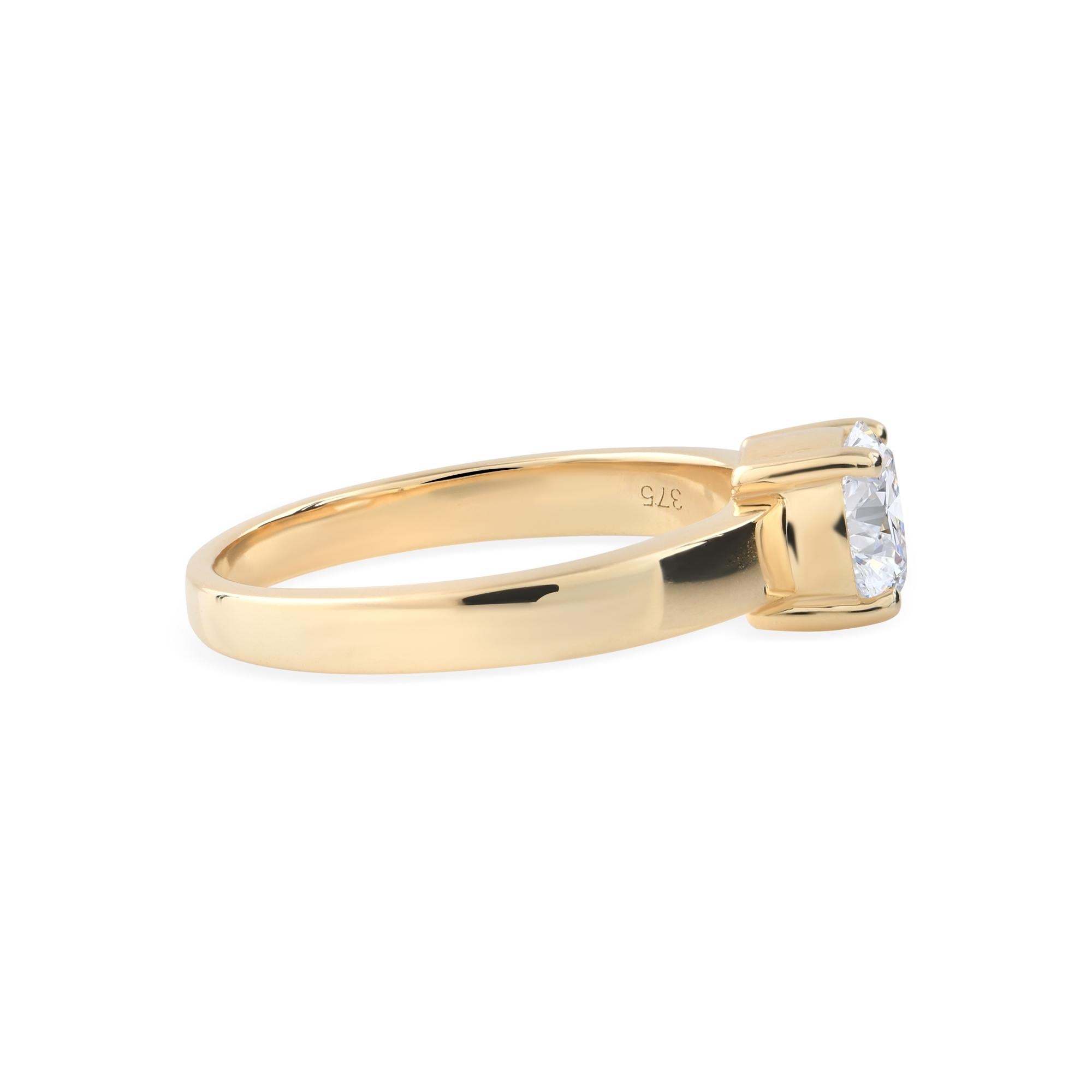Im Angebot: Echte 0,93 Karat SI Reinheit HI Farbe Solitär Diamantring 9 Karat Gelbgold () 2