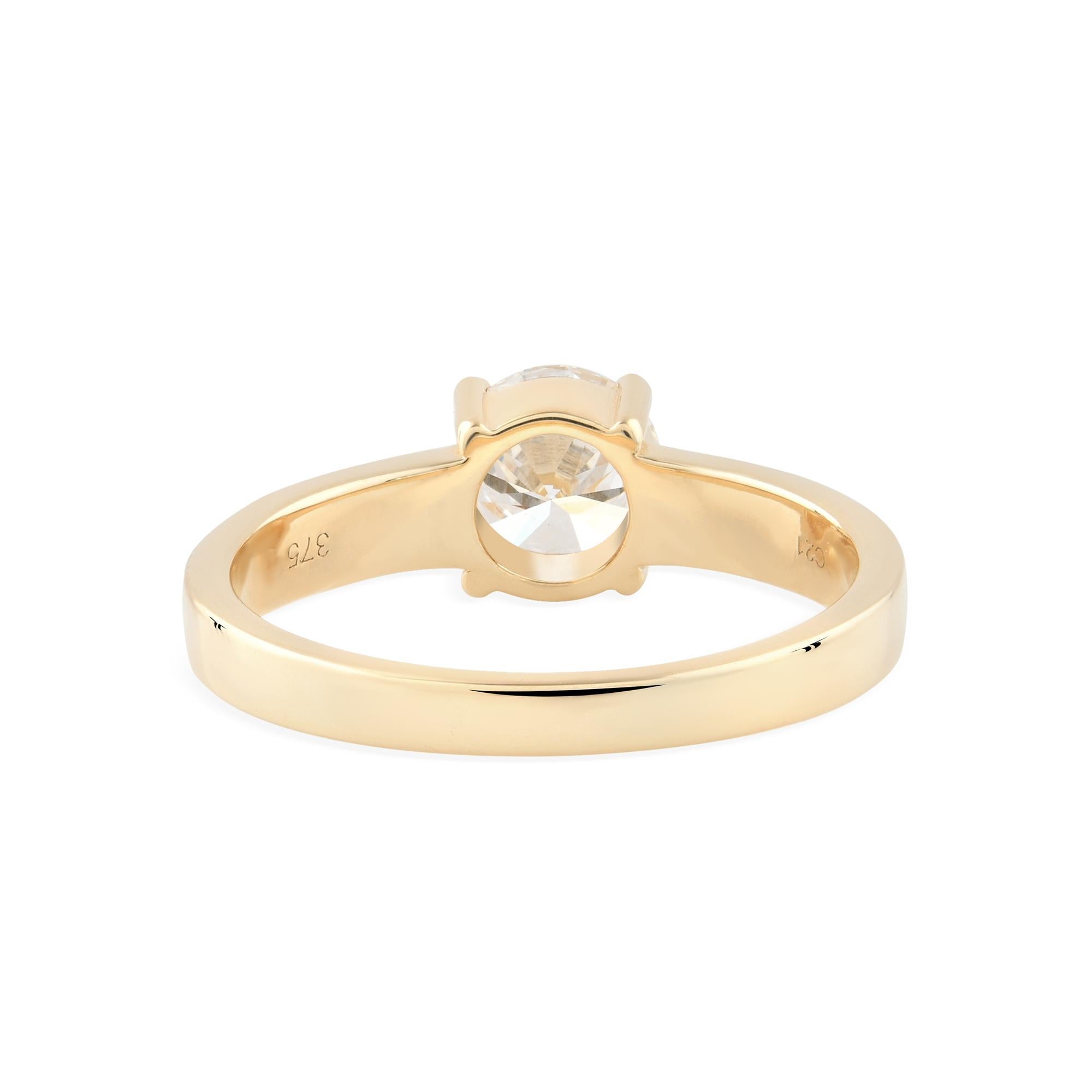 Im Angebot: Echte 0,93 Karat SI Reinheit HI Farbe Solitär Diamantring 9 Karat Gelbgold () 7