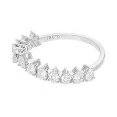0.95 Carat SI Clarity HI Color Pear Cut Diamond Open Ring 18 Karat White Gold