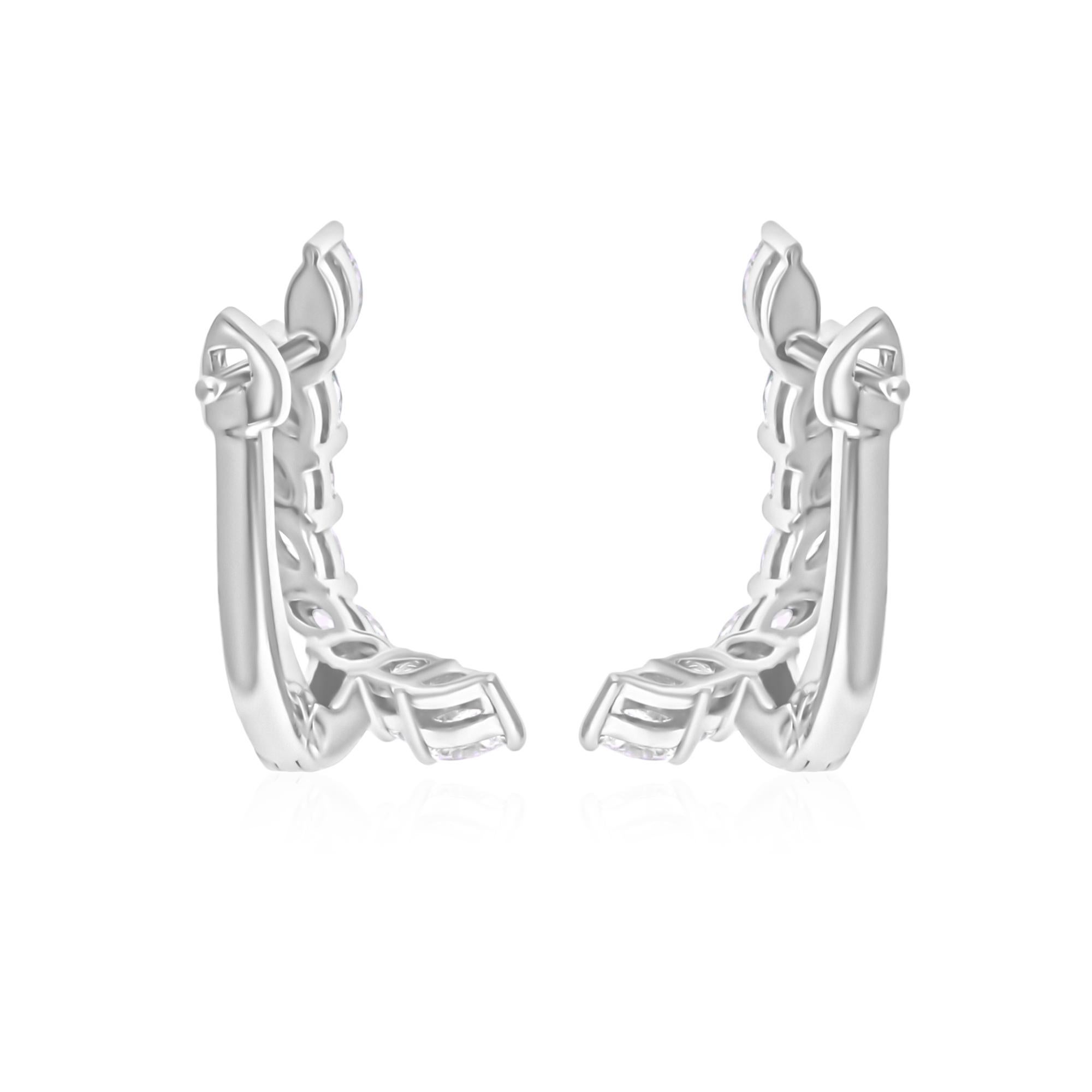 Marquise Cut Real 0.95 Carat SI/H Marquise Shape Diamond Earrings 18 Karat White Gold Jewelry For Sale