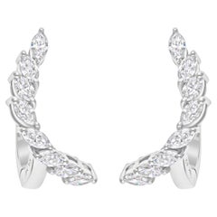 Orecchini di diamanti a forma di marquise reali da 0,95 carati SI/H Gioielli in oro bianco 18 carati