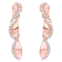 Orecchini pendenti con diamante reale da 0,98 carati, purezza SI e colore HI, oro rosa 14 carati