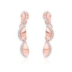 Orecchini pendenti con diamante reale da 0,98 carati, purezza SI e colore HI, oro rosa 14 carati