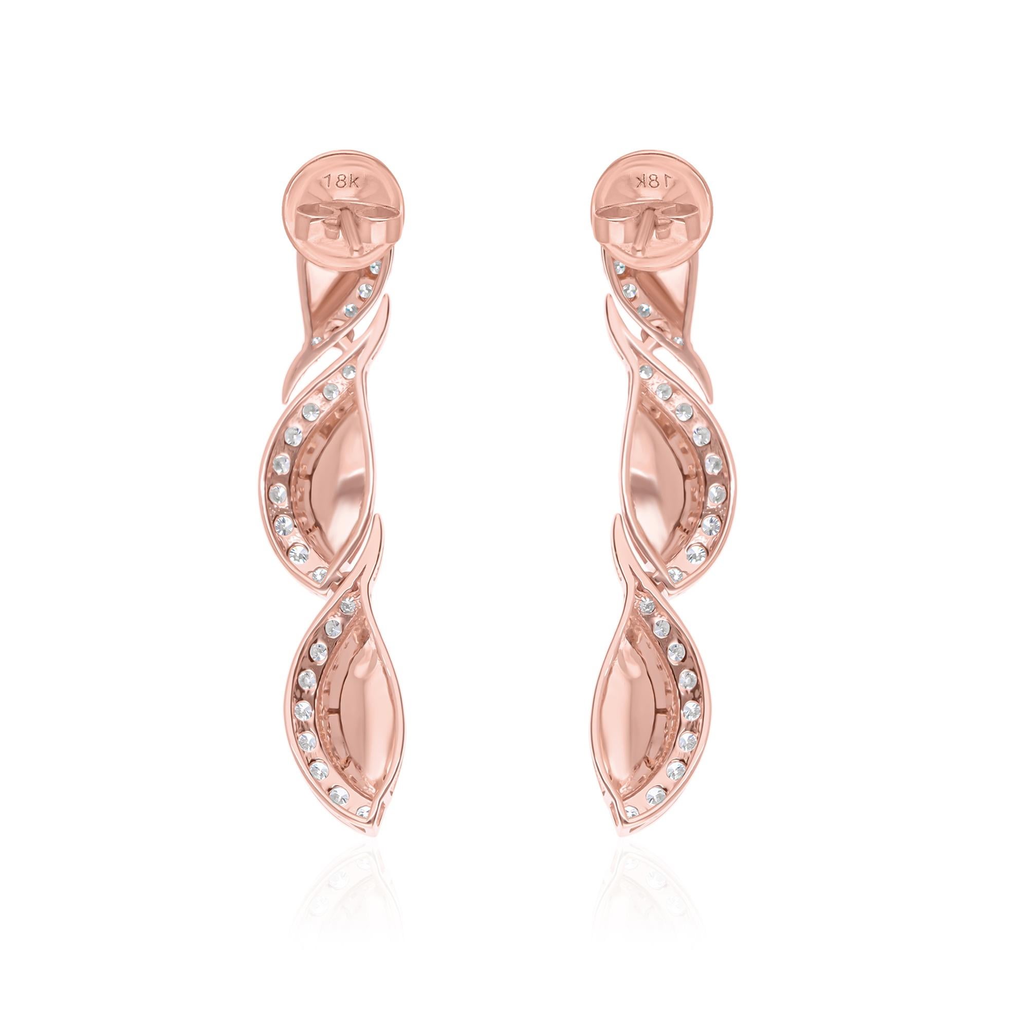 Real 0,98 Karat SI Reinheit HI Farbe Diamant-Ohrringe aus 18 Karat Roségold im Zustand „Neu“ im Angebot in Diera, Dubai