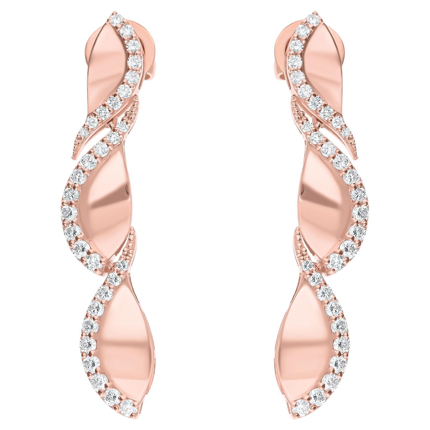 Orecchini pendenti con diamante reale da 0,98 carati, purezza SI, colore HI, oro rosa 18 carati