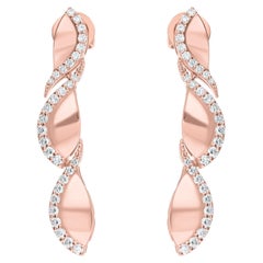 Orecchini pendenti con diamante reale da 0,98 carati, purezza SI, colore HI, oro rosa 18 carati