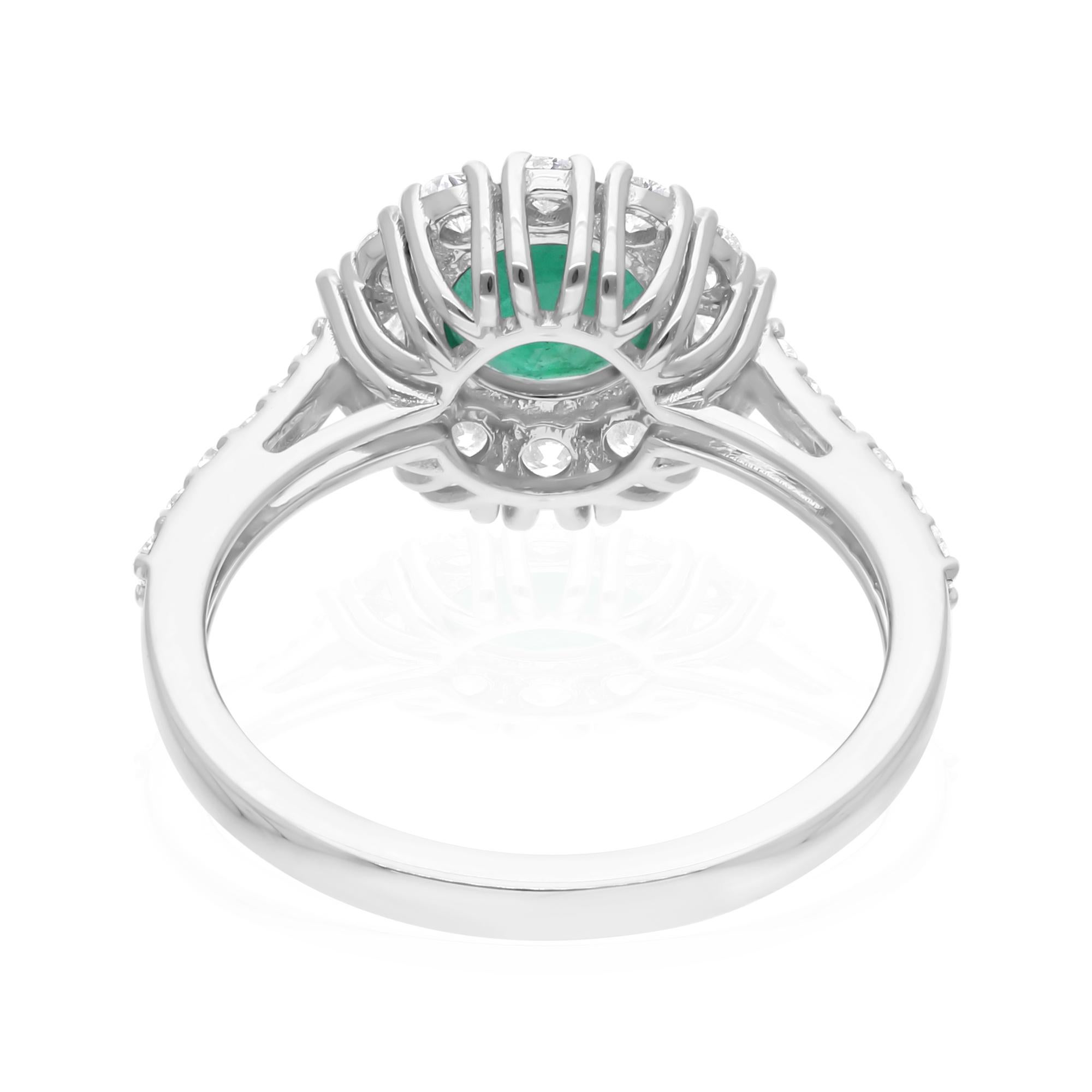 Dieser exquisite Ring aus 14-karätigem Gold ist mit einem sambischen Smaragd von 0,98 Karat und 0,74 Karat funkelnden Diamanten besetzt.

Der Ring hat die Größe 7 US und kann auf Anfrage größer oder kleiner gemacht werden. FOLLOW SPECTRUM JEWELS
