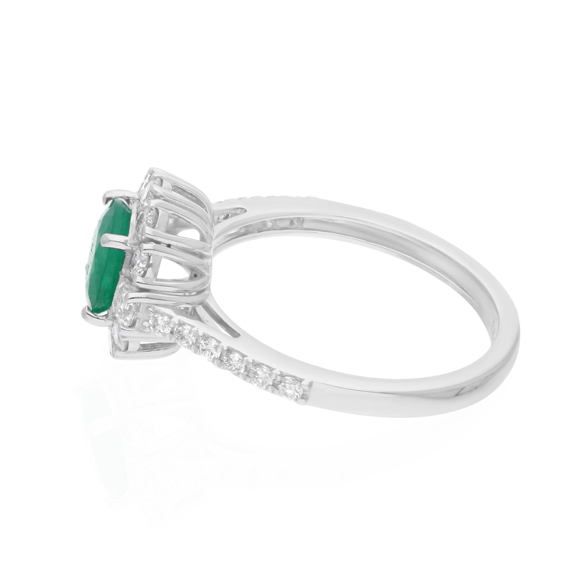 Echter 0,98 Karat sambischer Smaragd Ring 0,74 Karat SI/H Diamant 14 Karat Weißgold im Angebot 3