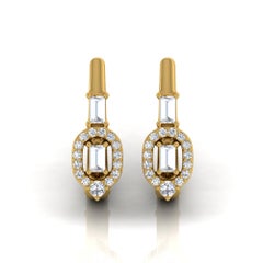 Orecchini di diamanti rotondi Baguette da 1/2 carato reali SI/H Gioielli in oro giallo 14 carati