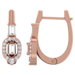 Real 1/2 Carat SI/H Baguette Round Diamond Earrings 18 Karat Rose Gold Jewelry Real 1/2 Carat SI/H Baguette Round Diamond Earrings 18 Karat Rose Gold Jewelry
