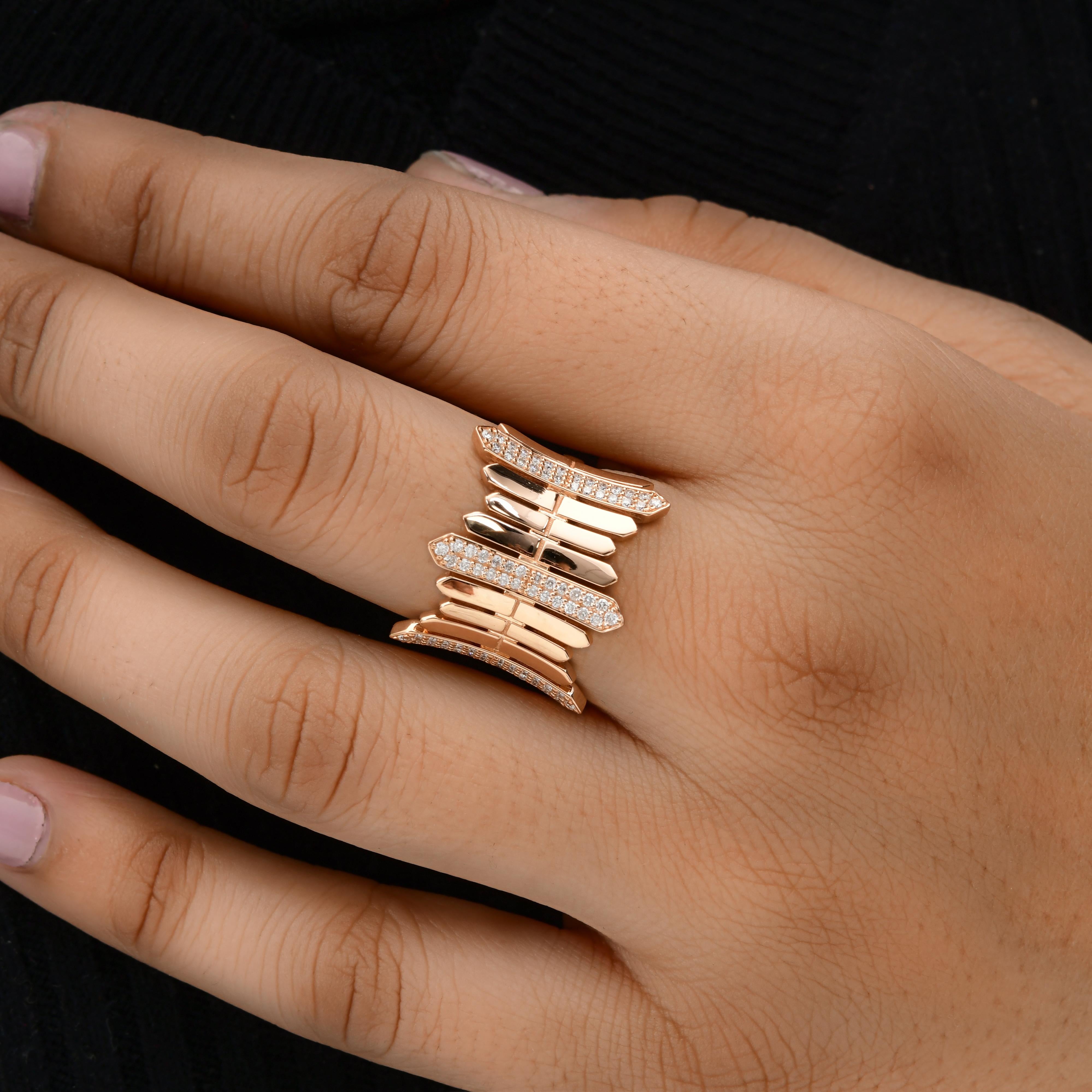 Modern Real 1/2 Carat SI/H Round Brilliant Cut Diamond Ring 18 Karat Rose Gold Jewelry For Sale